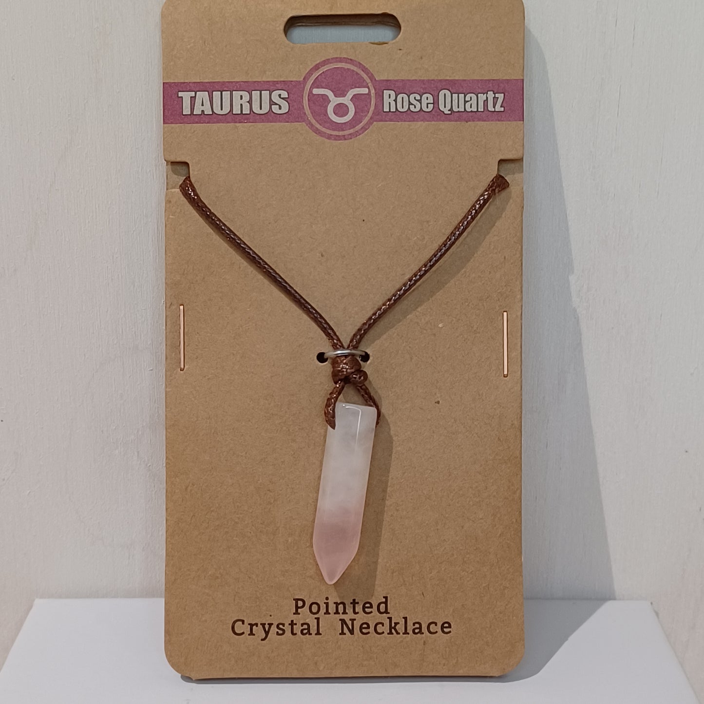 Pointed Crystal Necklace - Taurus Rose Quartz