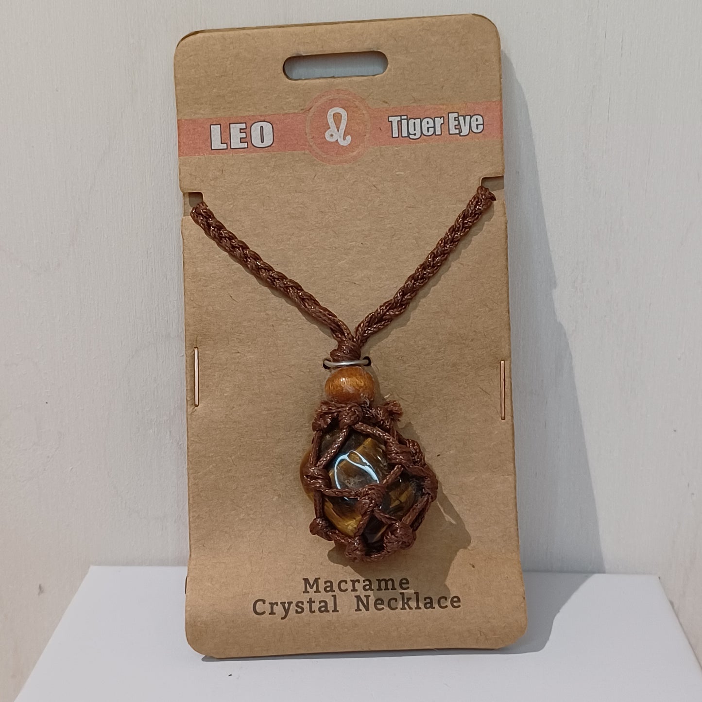 Macramé Crystal Necklace - Leo Tiger Eye