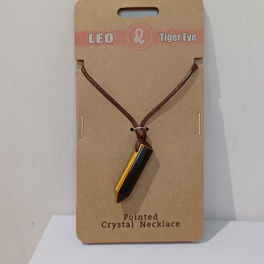 Pointed Crystal Necklace - Leo Tiger Eye