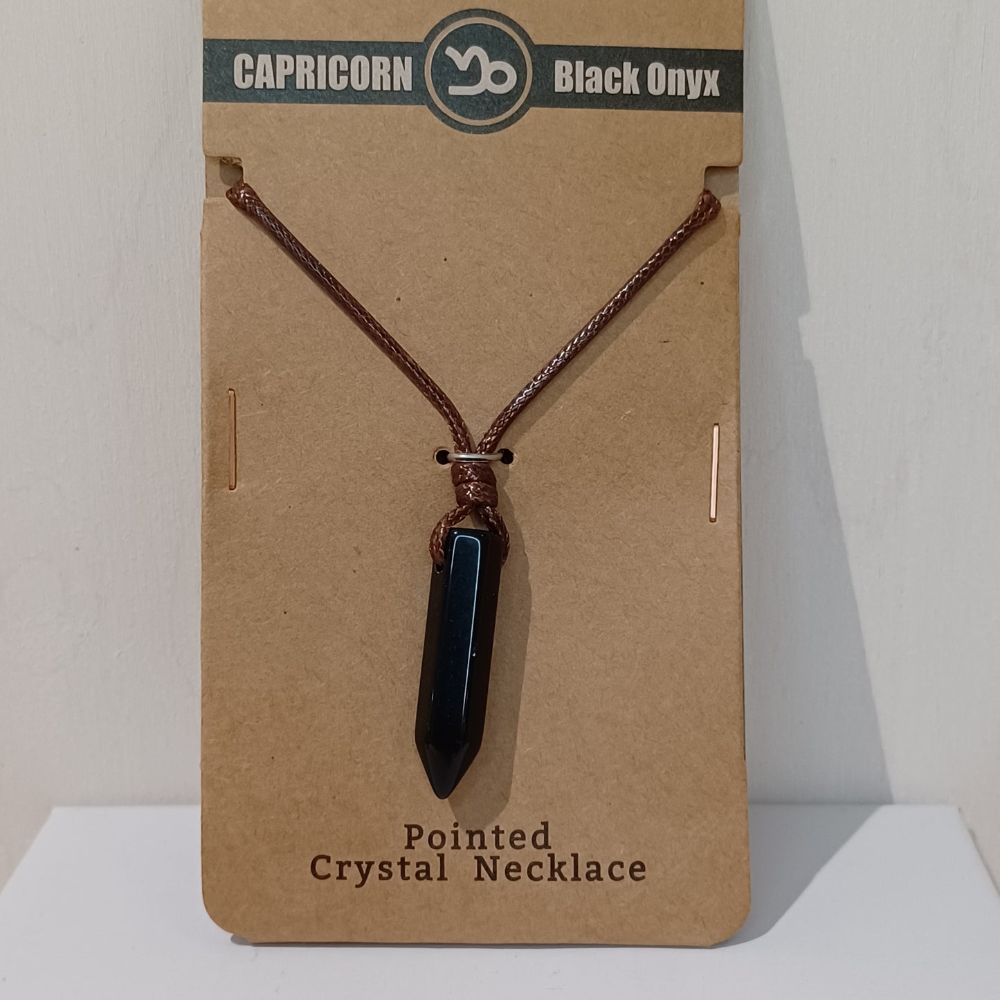 Pointed Crystal Necklace - Capricorn Black Onyx