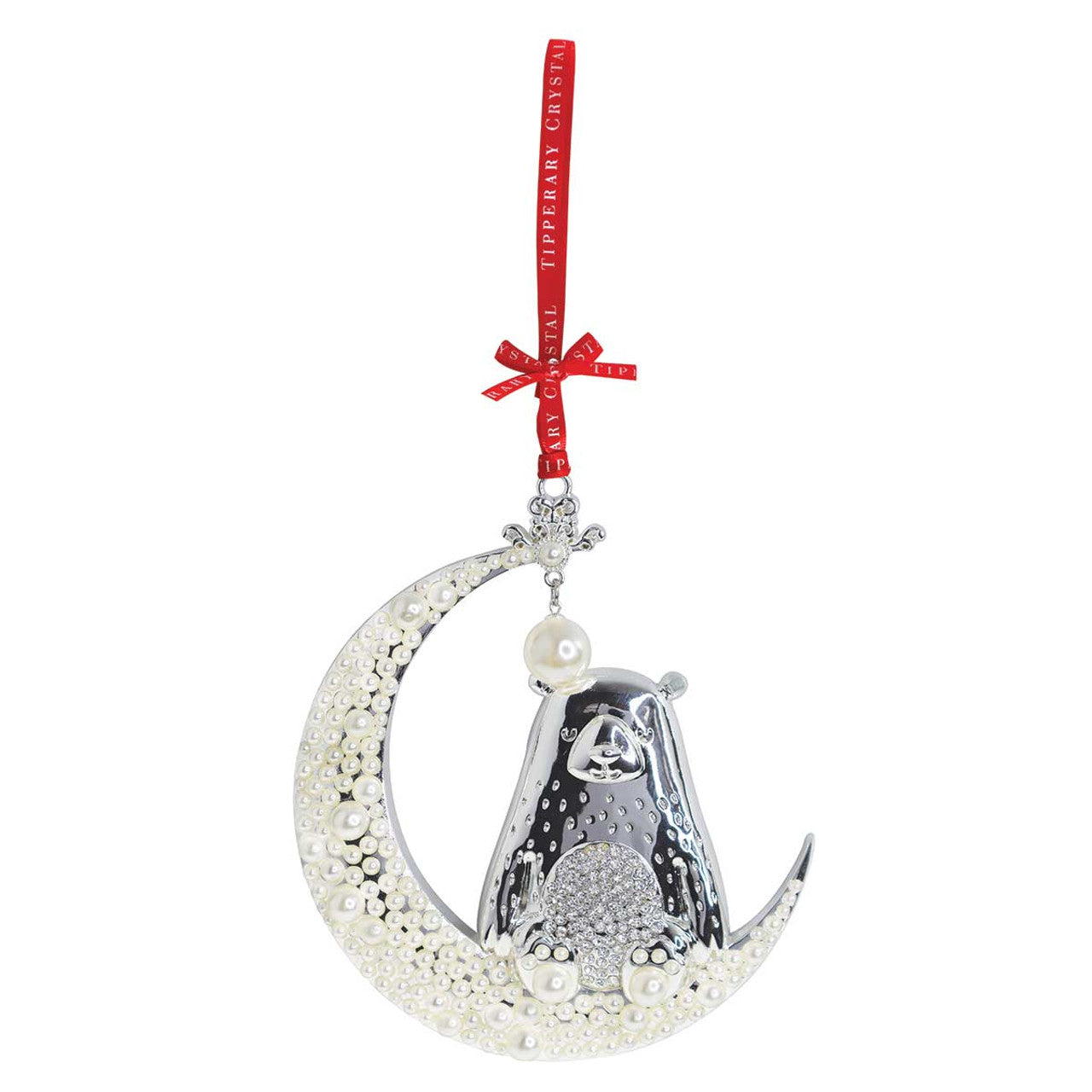 TC Christmas Tree Decoration - Pearl Bear on Moon