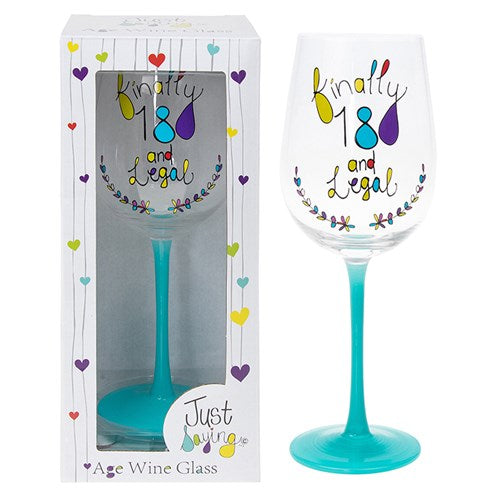 JD Just Saying Wine Glass 18th
