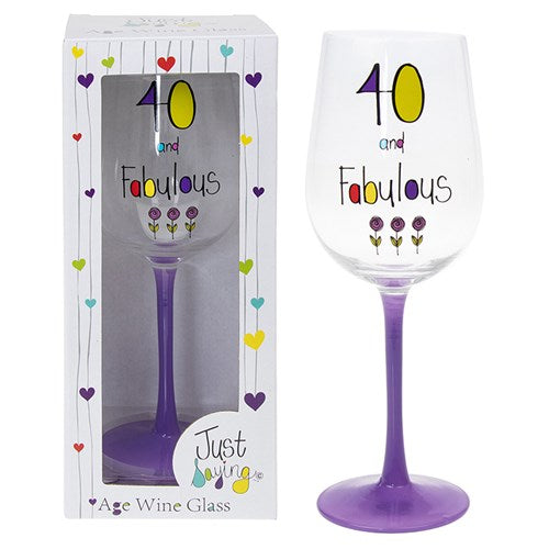 JD Just Saying Wine Glass 40th
