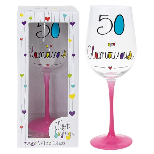 JD Just Saying Wine Glass 50th