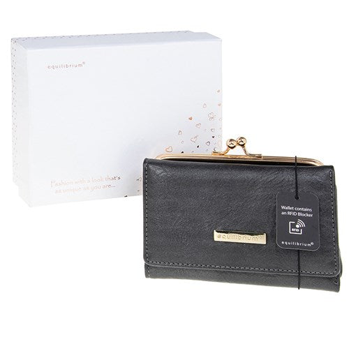 JD Equilibrium Textured Clasp Purse Black