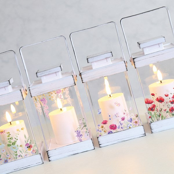 ST LED Floral Lantern 19cm 4 asst