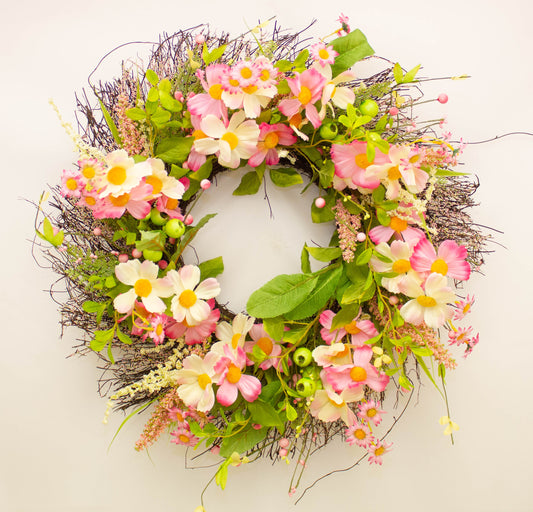 Pink Anemone Wreath 55cm