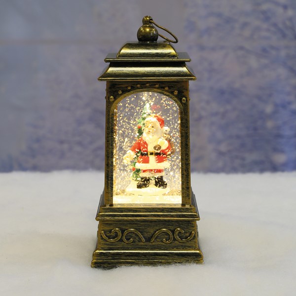 ST LED Santa Lantern Spinner 21cm