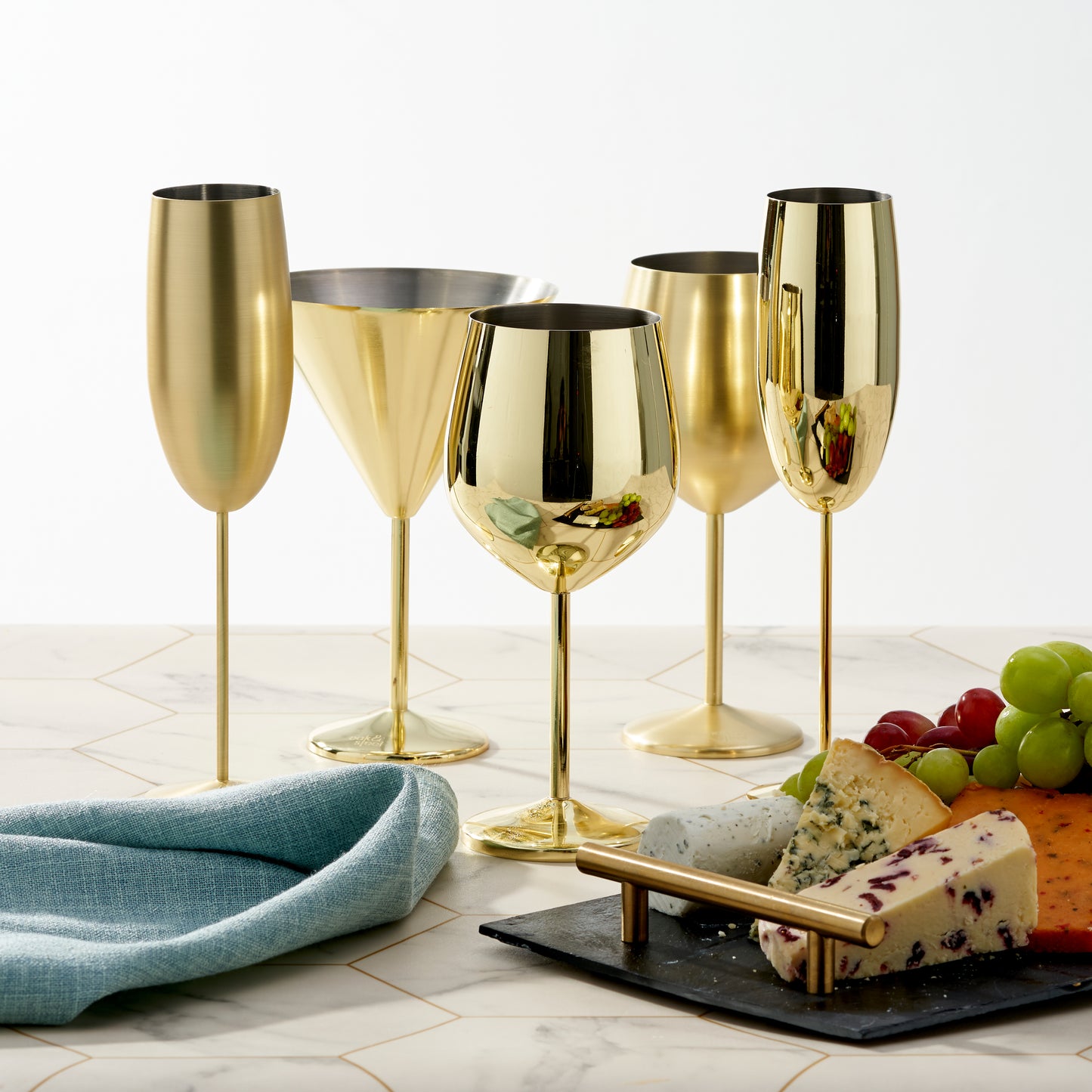 OS 4 Gold Champagne Flutes Stainless St