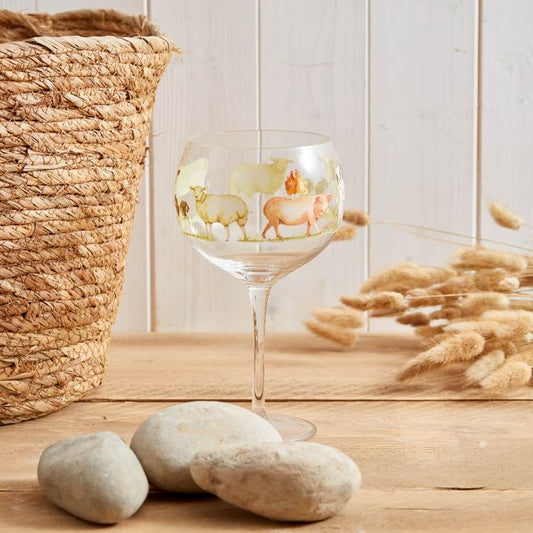 RL Farm Animal Gin Glass Gift Box Pig & Chicken