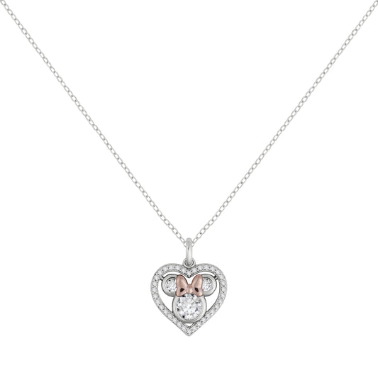 Tt Plt Minnie Heart W/Clear Cz Pendant 1 SS925