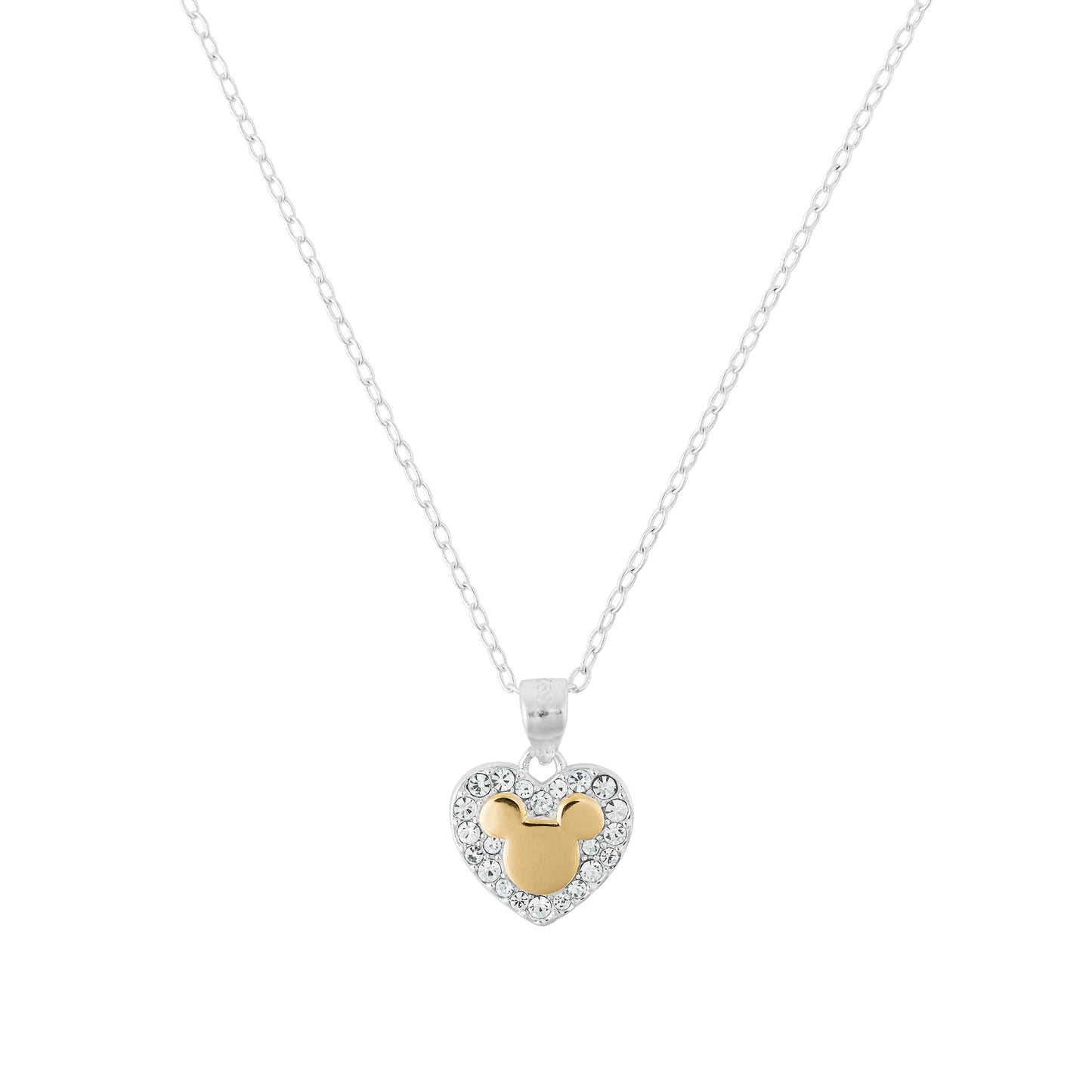 Tt Crystal Pave Heart Mickey Mouse Pendant SS925