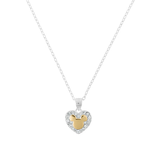 Tt Crystal Pave Heart Mickey Mouse Pendant SS925