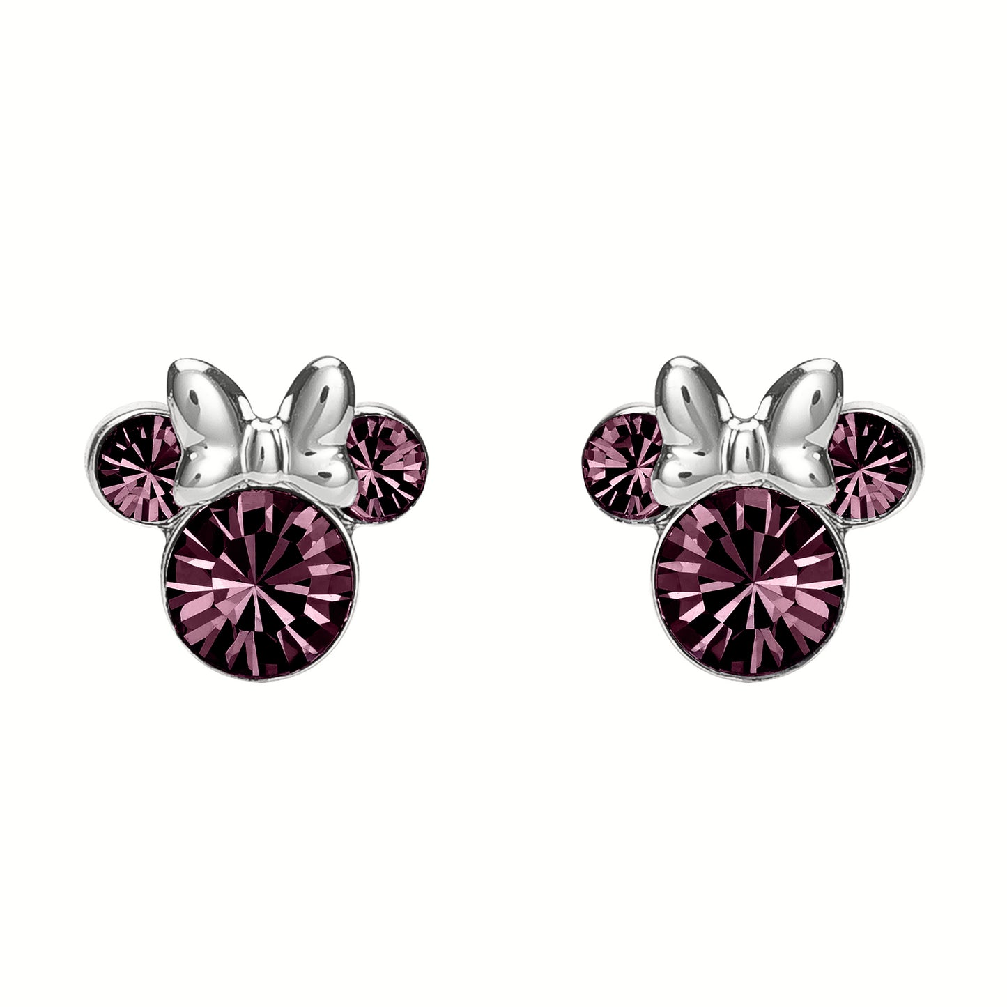 Disney Minnie Mouse February Birthstone Studs SS925