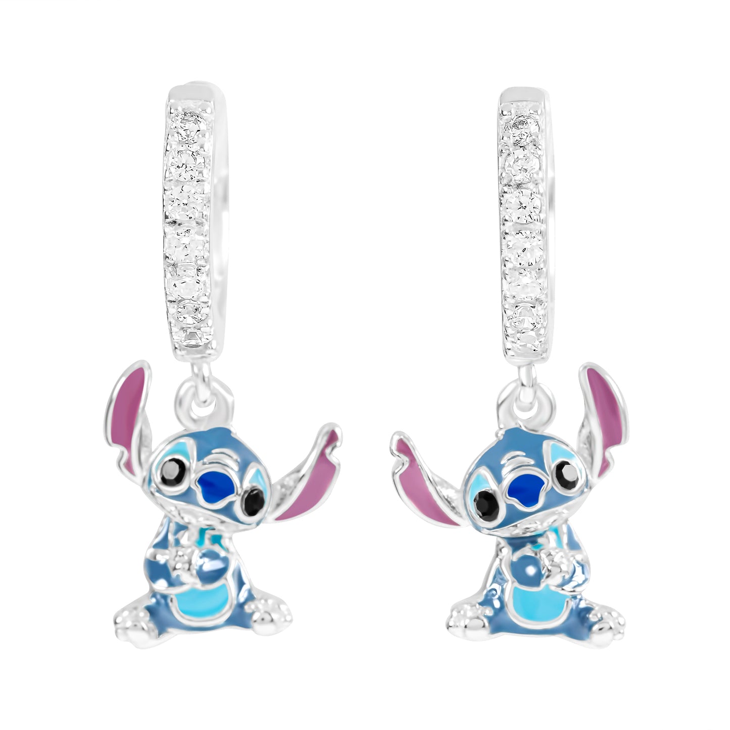 Sitting Stitch Charm Hoop Earrings SS925