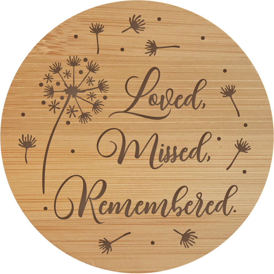 SG Candle Lid Loved Missed Remembered