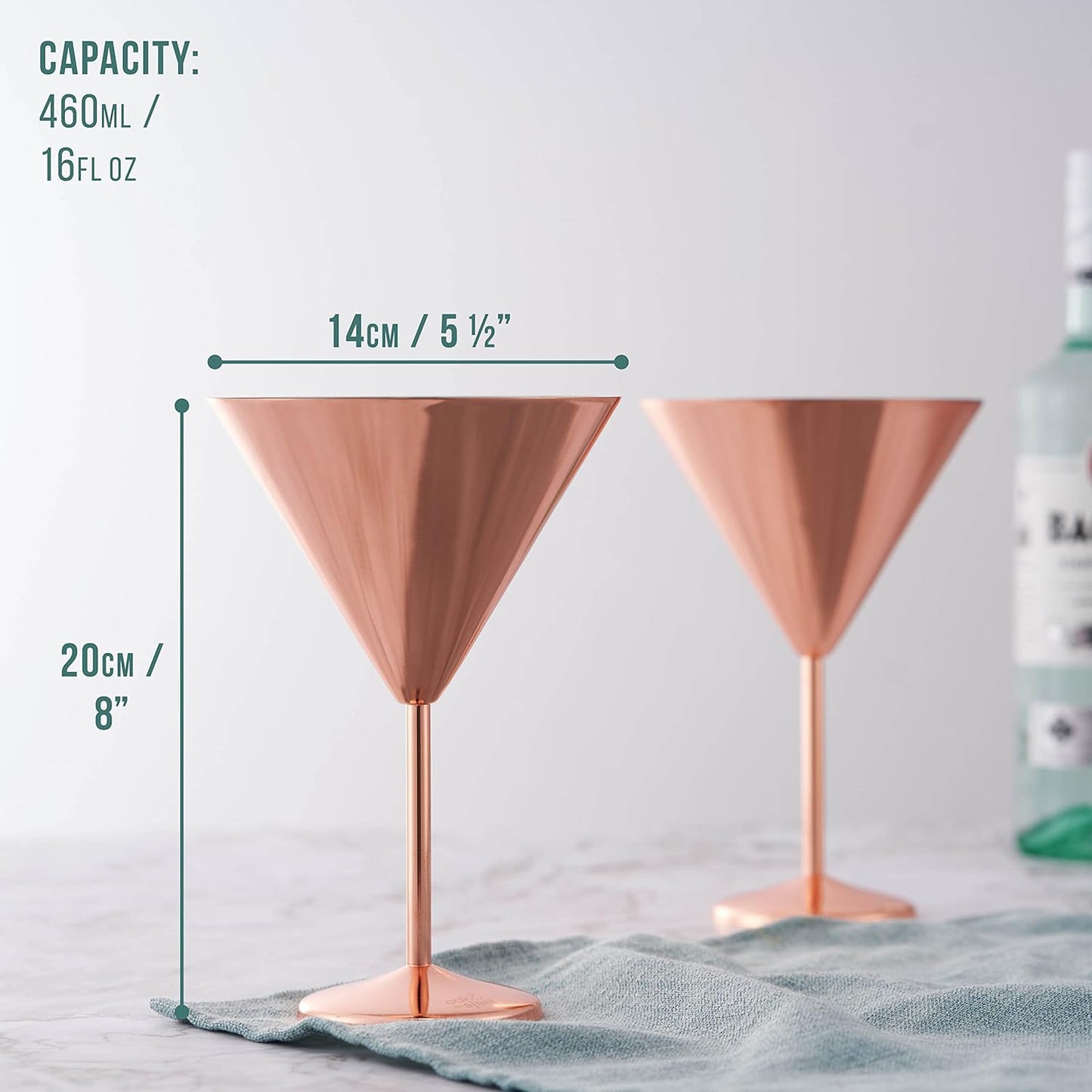 OS 4 Rose Gold Martini Glasses S/S