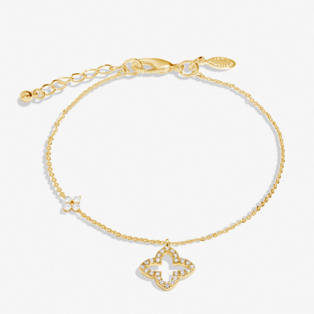 JJ Style Stories Pave Clover Bracelet Gold Plated