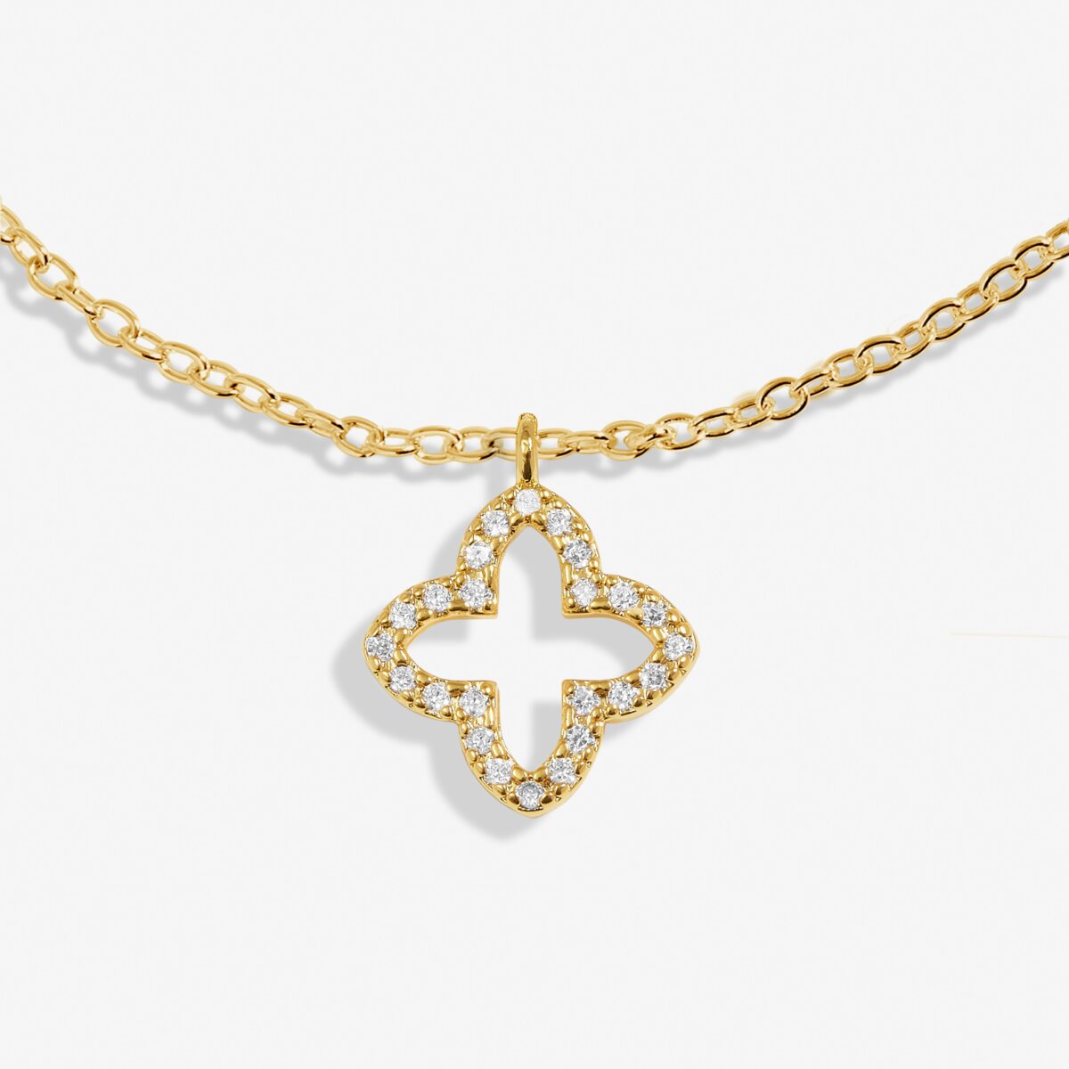 JJ Style Stories Pave Clover Bracelet Gold Plated