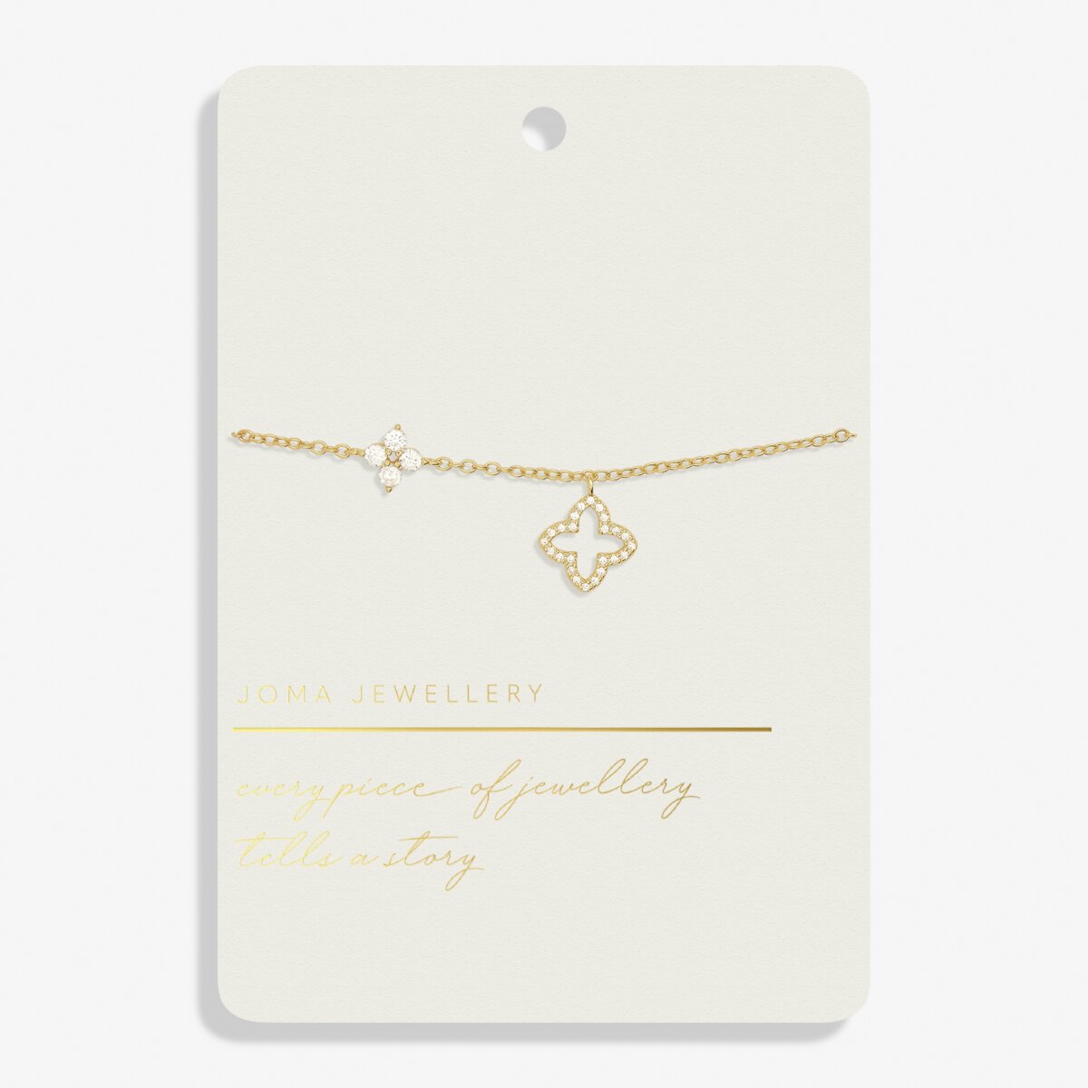 JJ Style Stories Pave Clover Bracelet Gold Plated