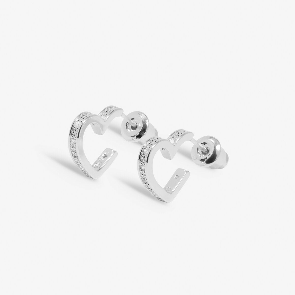 JJ Style Stories Pave Edge Heart Hoop Earrings