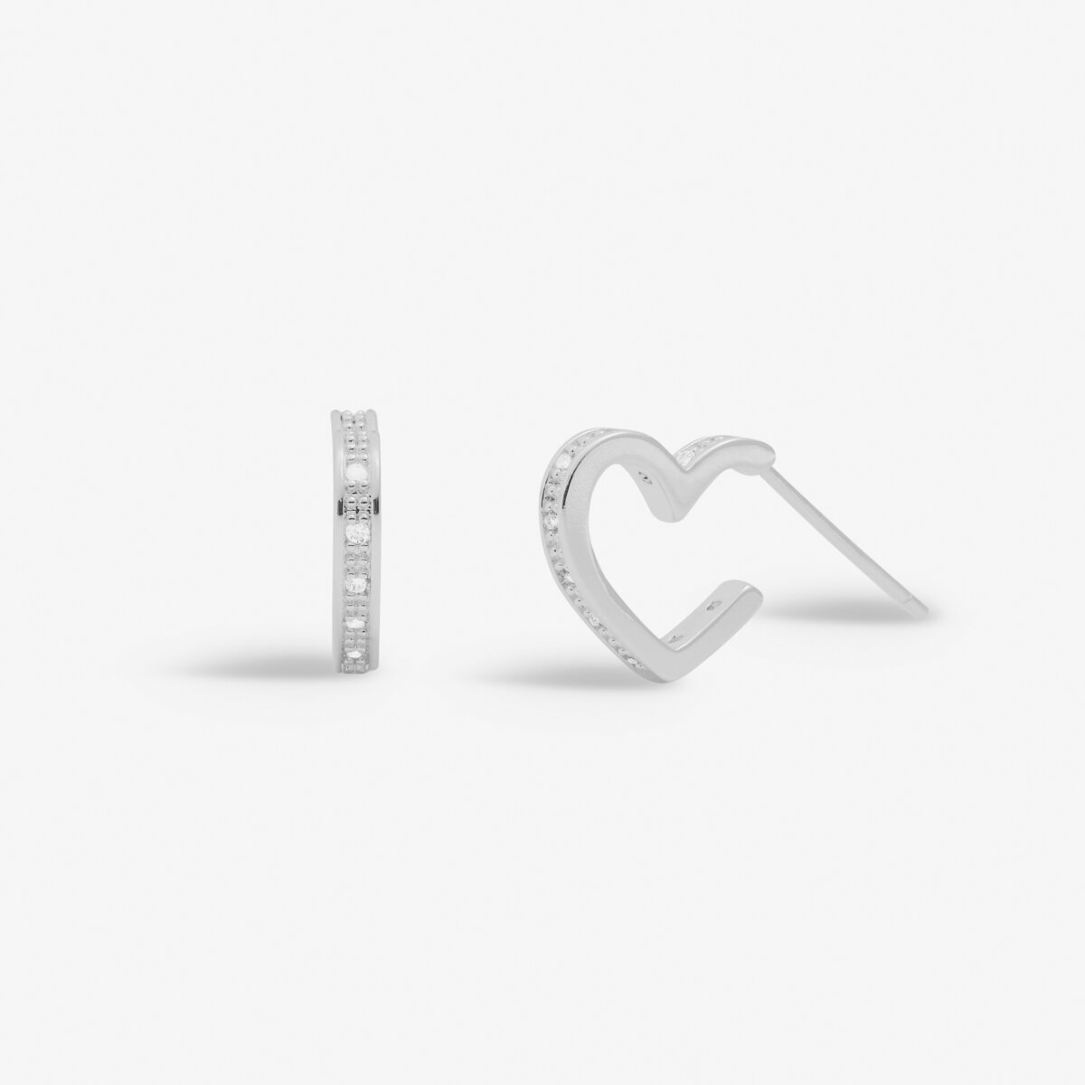 JJ Style Stories Pave Edge Heart Hoop Earrings