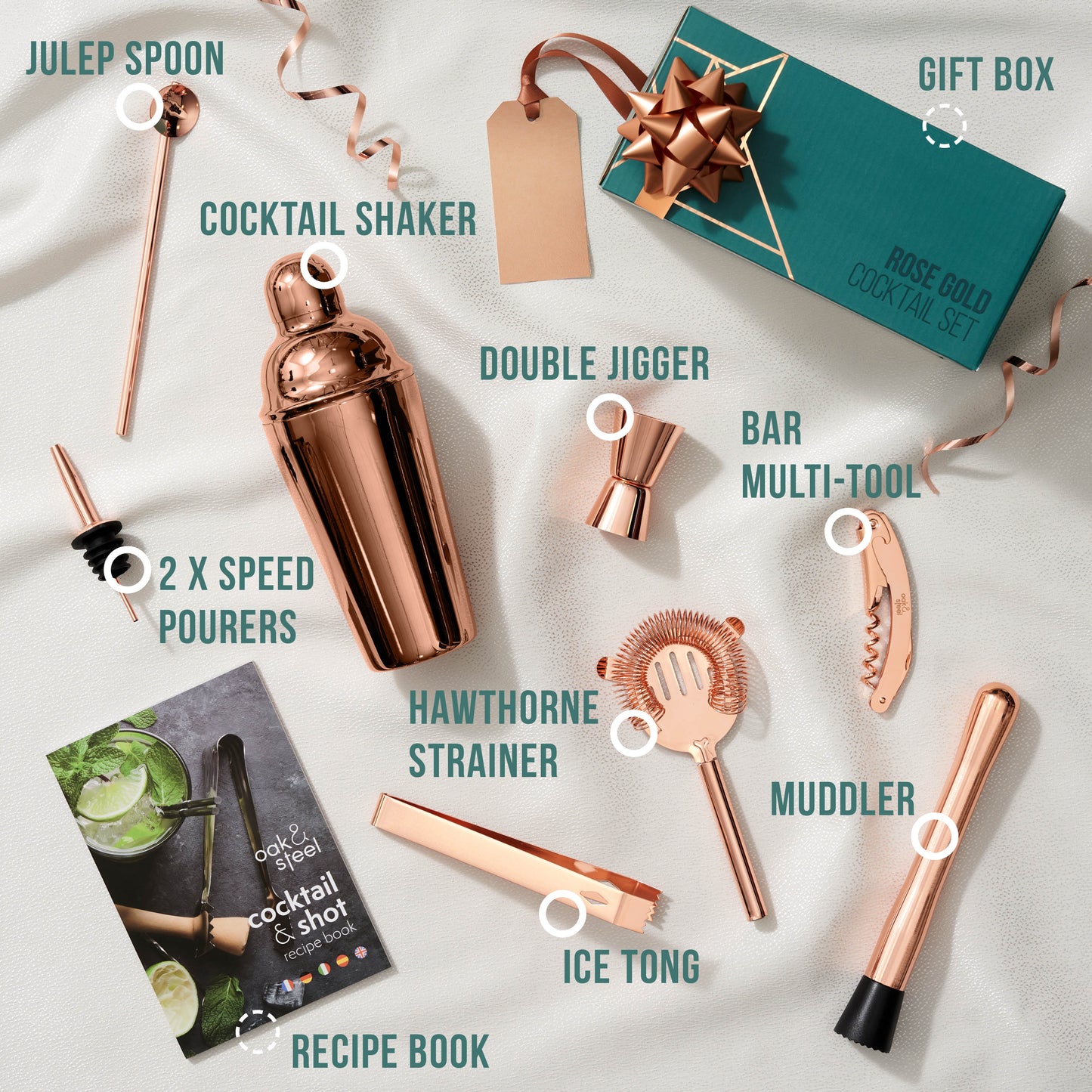 OS Rose Gold 10 Piece Cocktail Set