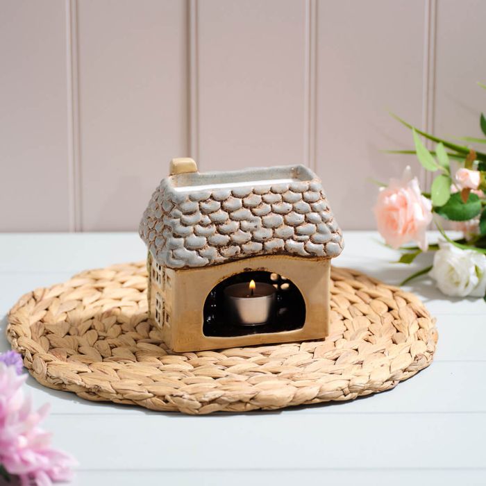 Cottage Garden Stoneware House With Roses Wax Melt Burner