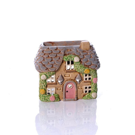 Cottage Garden Stoneware House With Roses Wax Melt Burner