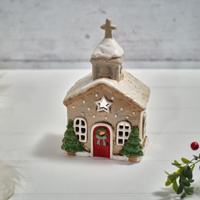RL Stoneware Church Candle Holder