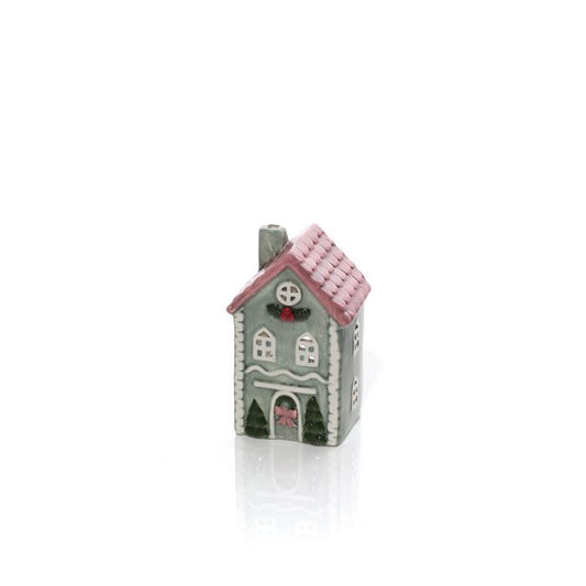 RL Green House With Pink Roof Embossed Tealight Holder