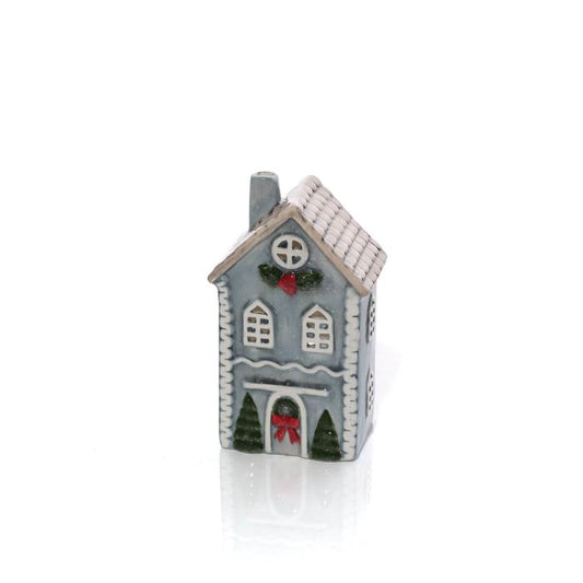 RL Blue House With Grey Roof Embossed Tealight Holder