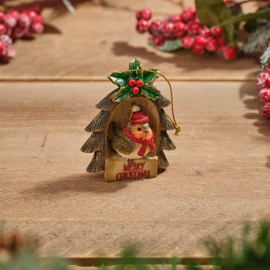 RL Robin Resin Hanger With Merry Christmas Wording
