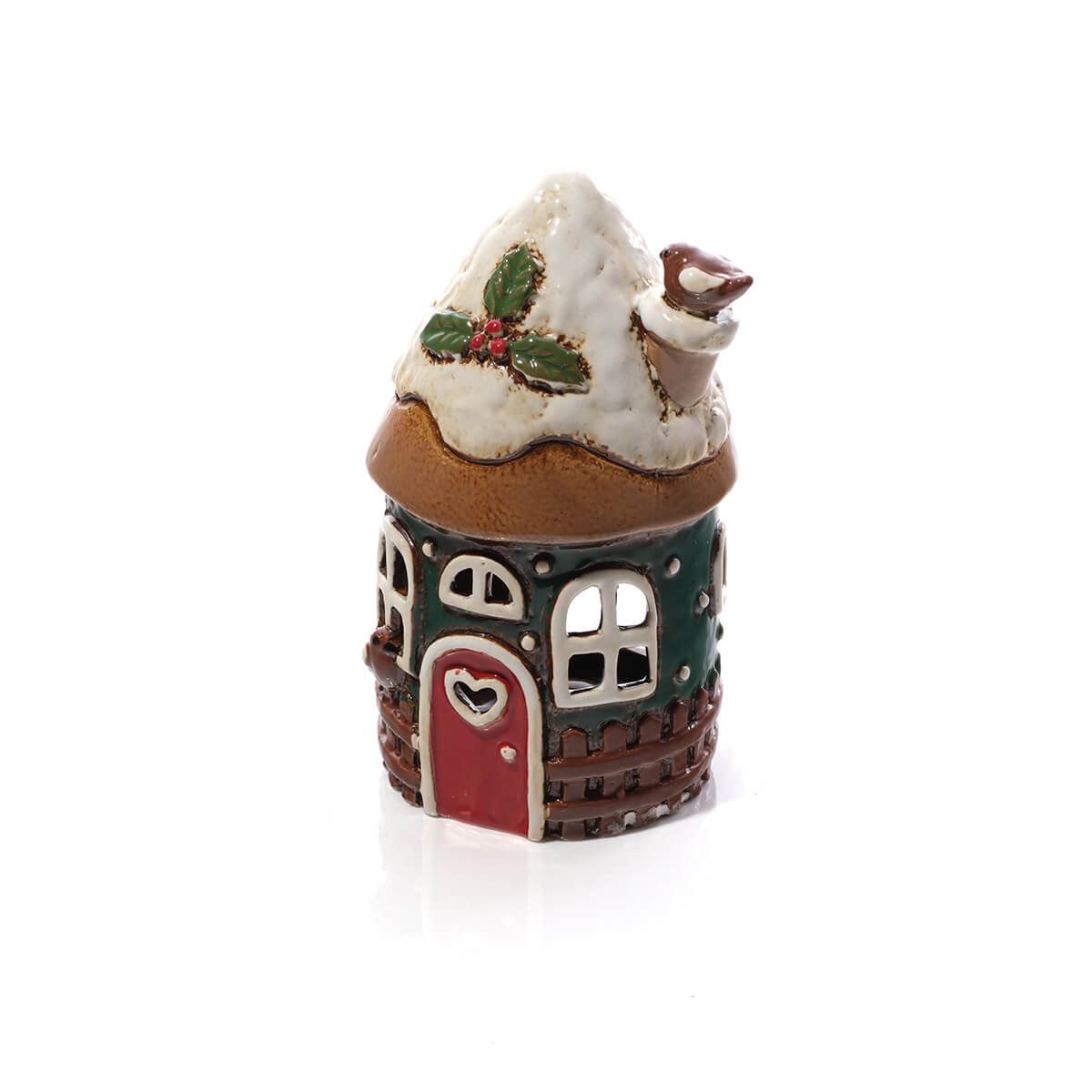 RL Stoneware Fairy House With 3D Robin Candle Holder