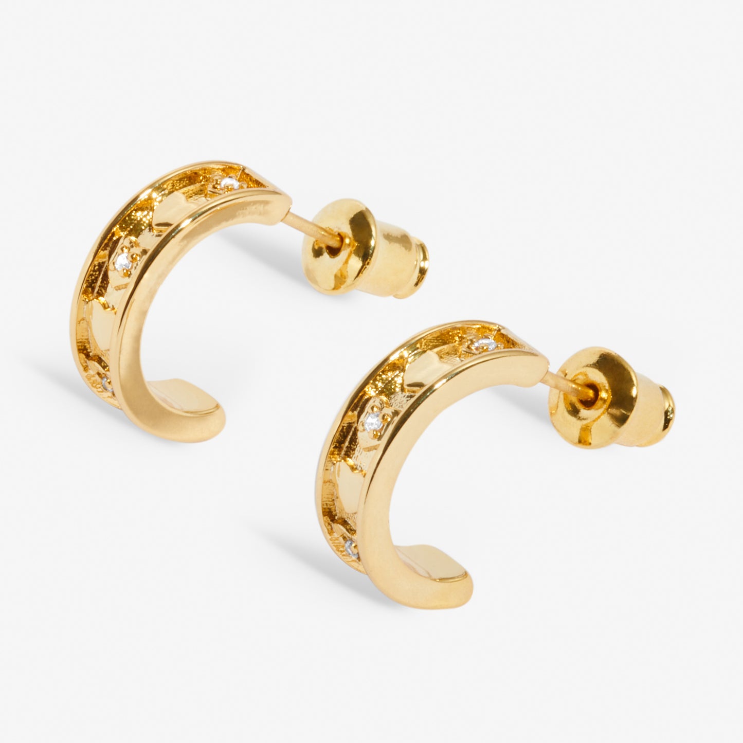 JJ Style Stories Barrel Hoop Earrings Gold Plated