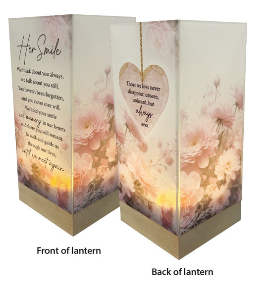 CBC Glass Lantern Wood Base Her Smile