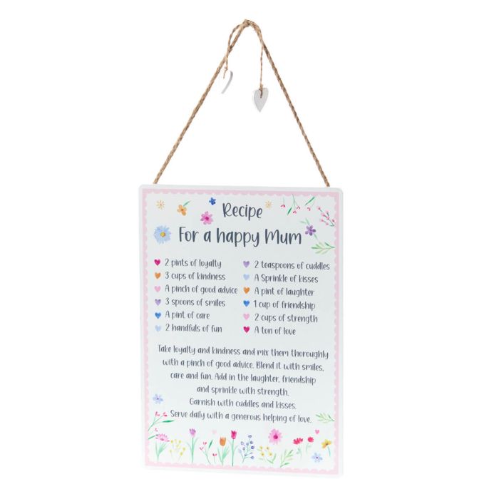 RL RECIPE FOR A HAPPY MUM HANGING PLAQUE