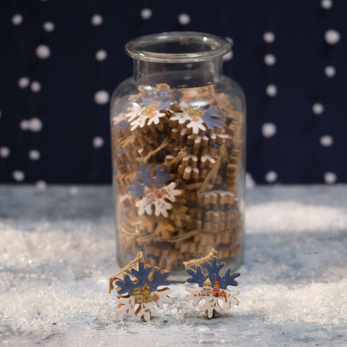 RL Mango Wood Snowflake Hanger 2 asst