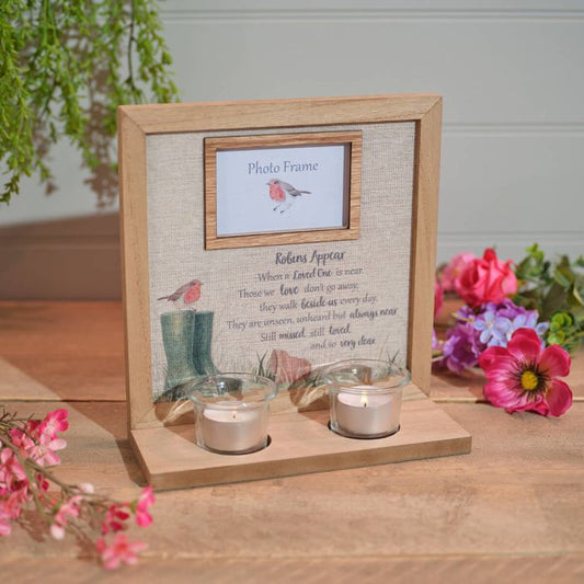 RL Robins Wood Framed Double Tealight Holder