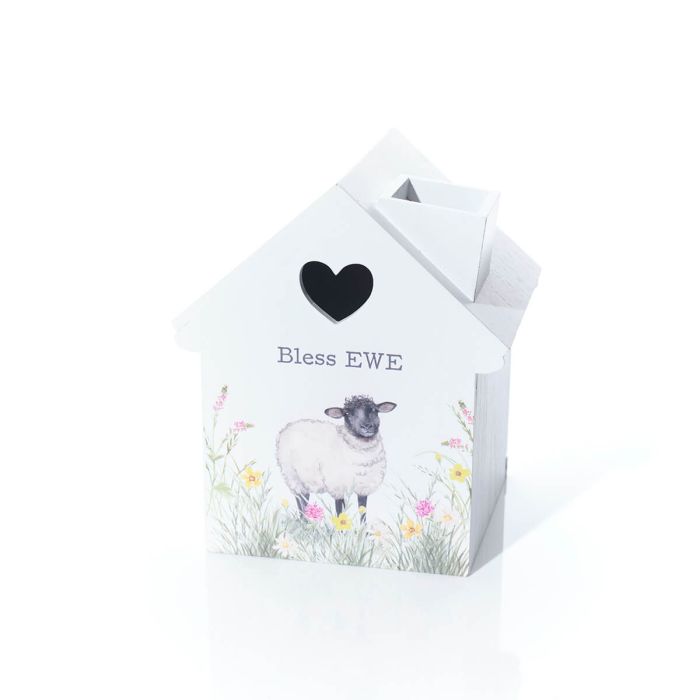 RL Sheep Bless Ewe Wooden House Shaped Tissue Box