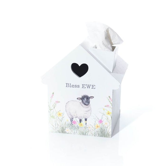 RL Sheep Bless Ewe Wooden House Shaped Tissue Box
