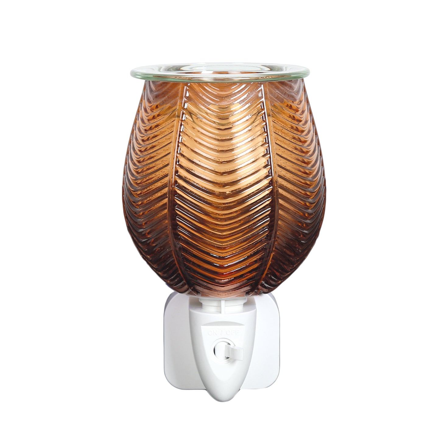 Plug In Ribbed Lustre Wax Warmer - Amber