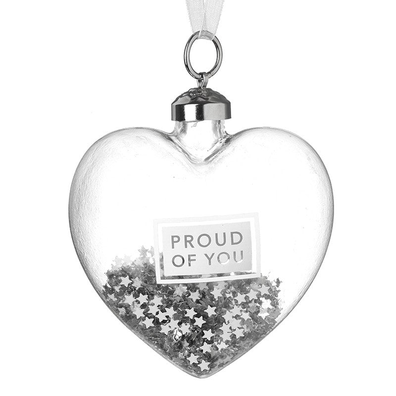 HS Proud Of You Heart Glass Bauble