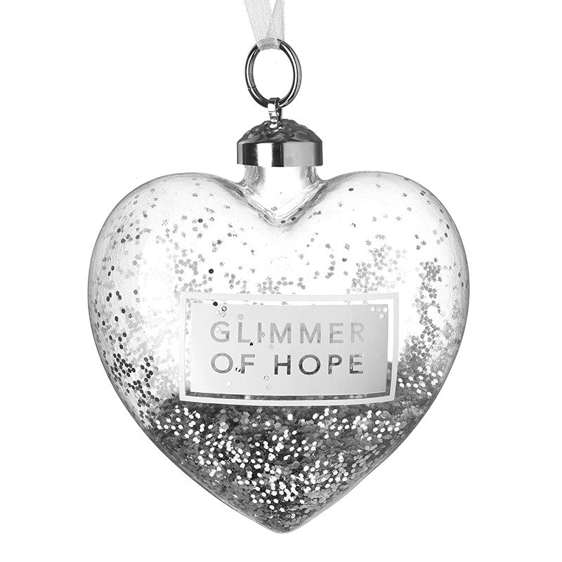 HS Glimmer Of Hope Heart Glass Bauble