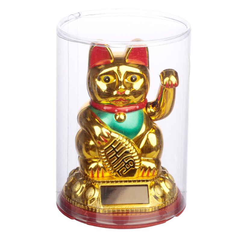 PK Maneki Neko Gold Waving Cat Solar Pal