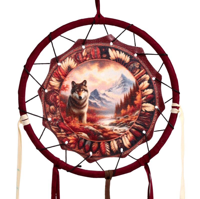 PK Autumnal Wolf Dreamcatcher 16cm