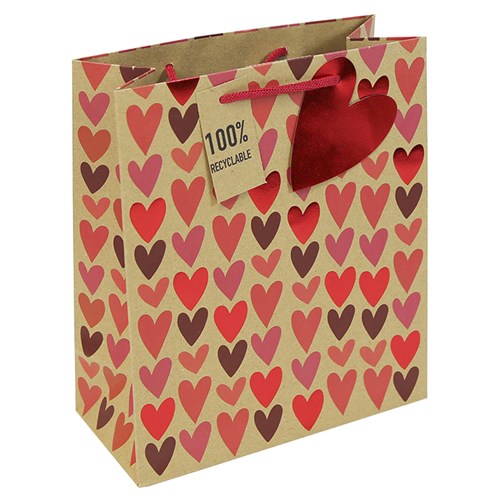 JD Heart Print Gift Bag Med