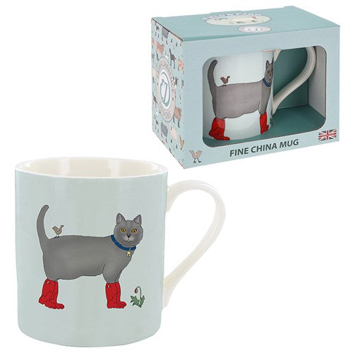 JD Emma Lawrence Grey Cat Mug