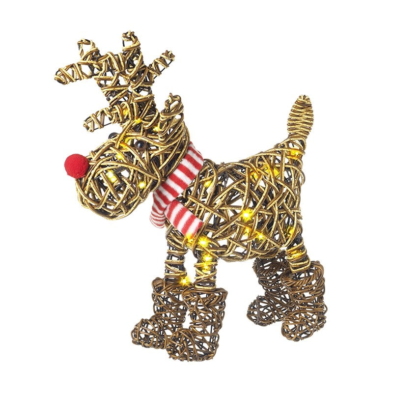 HS Light Up Rattan Reindeer In Boots Small