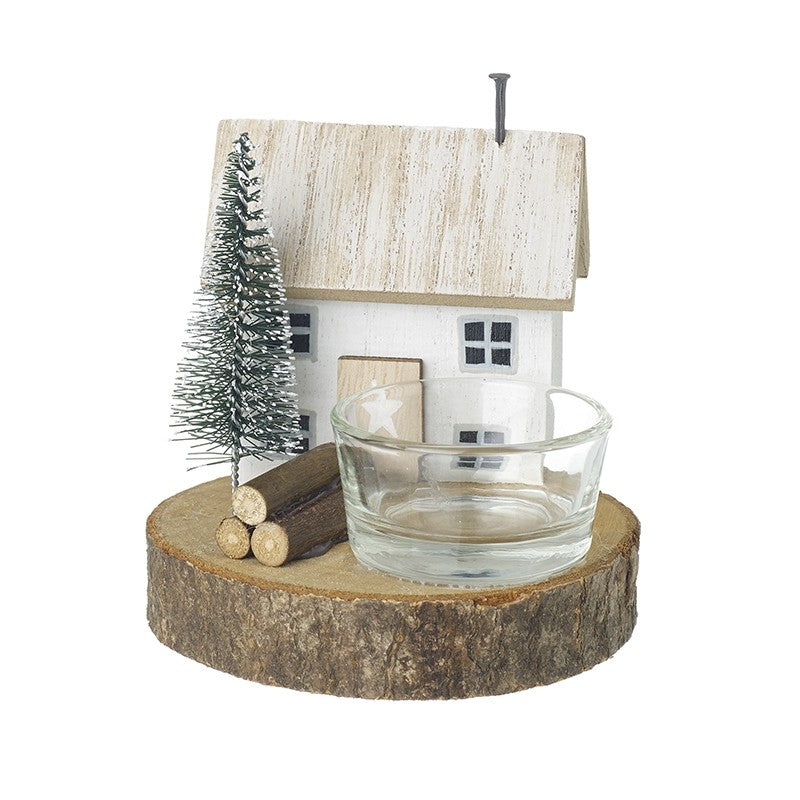 HS Wooden House Led T Light